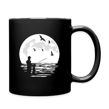Dad Father and Son Fishing Angel Angler Gift - Full Colour Mug - black - Right