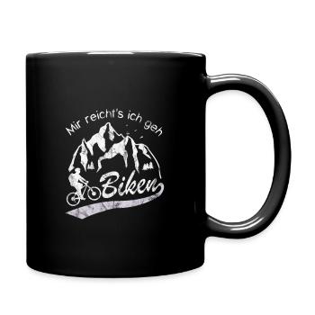 Mir reichts ich geh Biken Vintage Bike Berg Motiv - Tasse einfarbig - Schwarz - Rechts