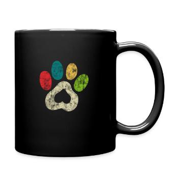 Cats paw means cat love retro colorful - Full Colour Mug - black - Right