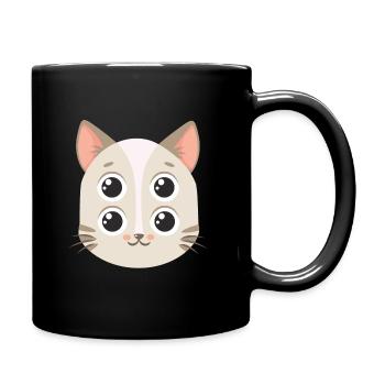Creepy cat with 4 eyes Confusing - Full Colour Mug - black - Right