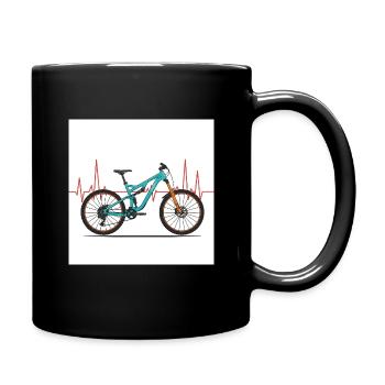 Adrenalin und Ausdauer - Mit Herz und Bike - Tasse einfarbig - Schwarz - Rechts