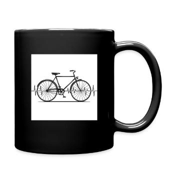 Im Rhythmus der Berge: Mountainbike & Herzschlag - Tasse einfarbig - Schwarz - Rechts
