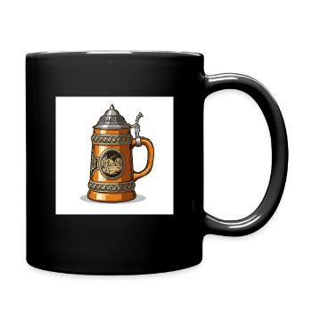 Une blonde fraîche dans une chope de bière traditionnelle - Mug uni - noir - Droite