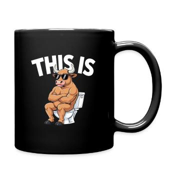 Taureau Humour Toilettes Sarcasme - Mug uni - noir - Droite