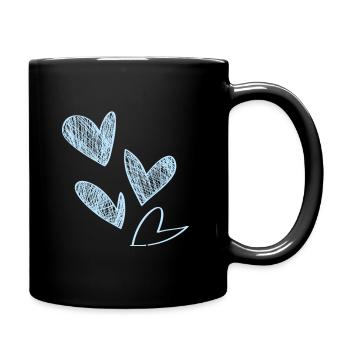 Herzen,hellblau, illustration, Herz, Liebe,love - Tasse einfarbig - Schwarz - Rechts