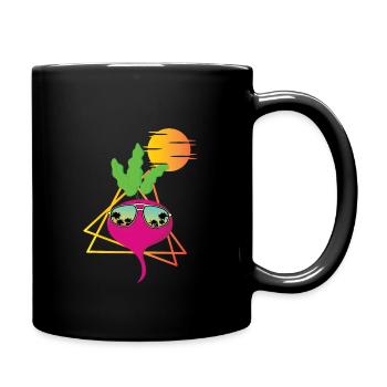 Retro Radieschen - Tasse einfarbig - Schwarz - Rechts
