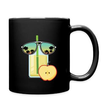 Apple juice with sunglasses - Full Colour Mug - black - Right