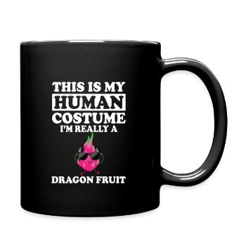Drachenfrucht Spruch - Tasse einfarbig - Schwarz - Rechts