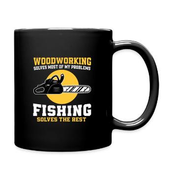 Woodworking And Fishing - Full Colour Mug - black - Right