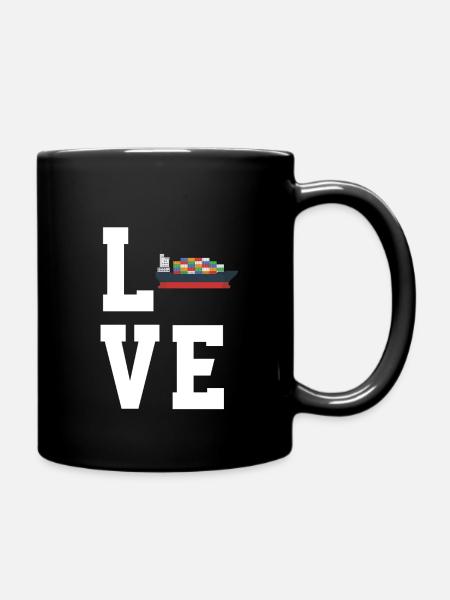 Containerschiff - Tasse einfarbig - Schwarz