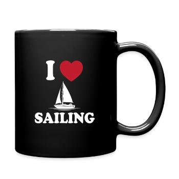 Ich Liebe Segeln - Tasse einfarbig - Schwarz - Rechts