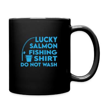 Glückliches Lachsfischen-shirt - Tasse einfarbig - Schwarz - Rechts