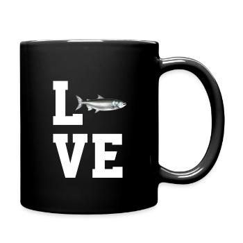 Liebe Lachs - Tasse einfarbig - Schwarz - Rechts