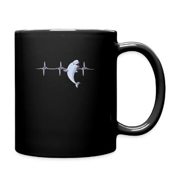 Beluga Wal Herzschlag - Tasse einfarbig - Schwarz - Rechts