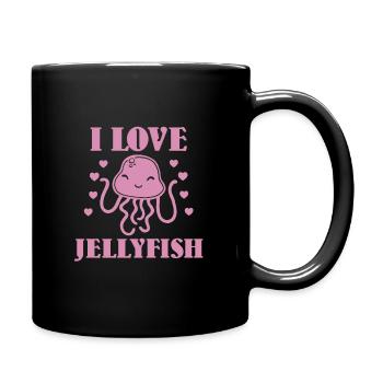 Ich Liebe Quallen - Tasse einfarbig - Schwarz - Rechts