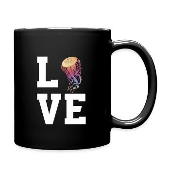 Liebe Quallen - Tasse einfarbig - Schwarz - Rechts