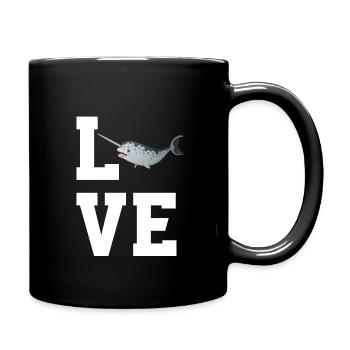 Liebe Narwal - Tasse einfarbig - Schwarz - Rechts