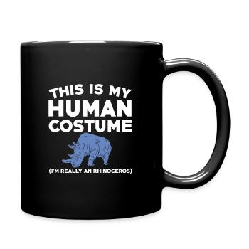 Lustiger Nashorn Spruch - Tasse einfarbig - Schwarz - Rechts