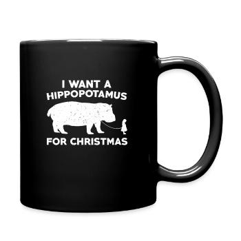 Ich Möchte Ein Nilpferd Zu Weihnachten - Tasse einfarbig - Schwarz - Rechts