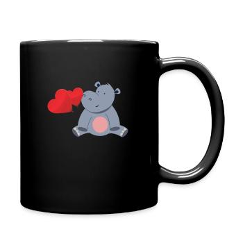 Süsses Nilpferd - Tasse einfarbig - Schwarz - Rechts