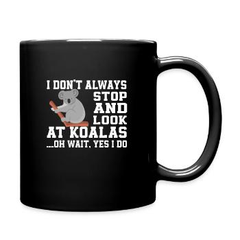 Lustiger Koala Bär - Tasse einfarbig - Schwarz - Rechts