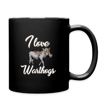 Ich Liebe Warzenschweine - Tasse einfarbig - Schwarz - Rechts