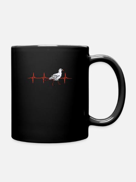 Möwe Herzschlag Geschenk - Tasse einfarbig - Schwarz