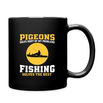 Pigeons and fishing - Full Colour Mug - black - Right