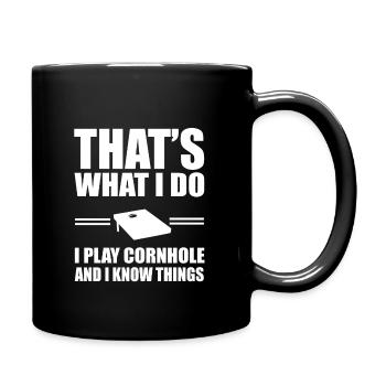 Cornhole Spieler Geschenk - Tasse einfarbig - Schwarz - Rechts