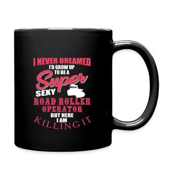 Lustiges Walzen Design - Tasse einfarbig - Schwarz - Rechts
