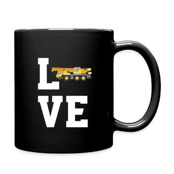 Autokran Geschenk - Tasse einfarbig - Schwarz - Rechts