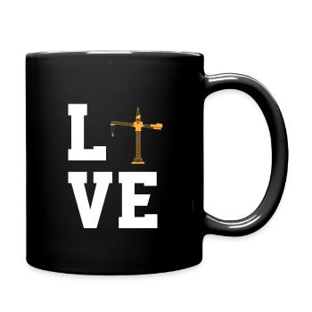 Liebe Kräne - Tasse einfarbig - Schwarz - Rechts