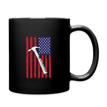 USA Fahne Bauarbeiter - Tasse einfarbig - Schwarz - Rechts