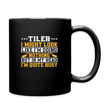 Drôle de carreleur dicton - Mug uni - noir - Droite
