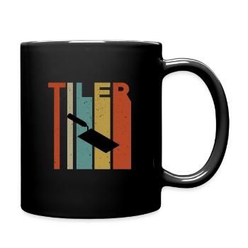 Retro tile trowel design - Full Colour Mug - black - Right
