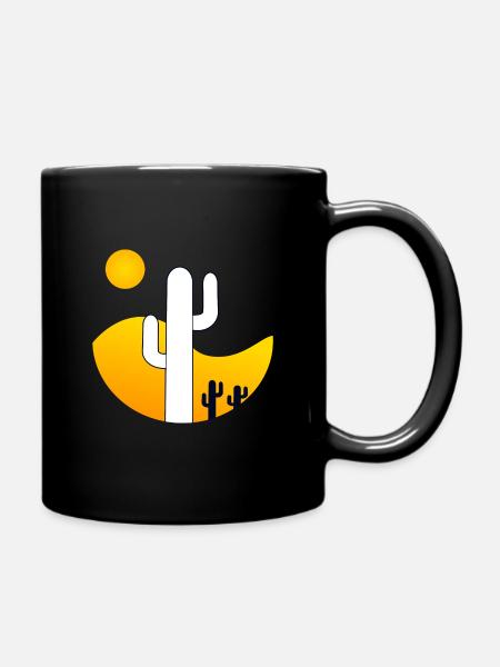 Dunkle Landschaft mit Kaktus - Tasse einfarbig - Schwarz