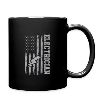 Amerikanischer Elektriker - Tasse einfarbig - Schwarz - Rechts