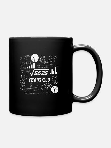 Racine carrée de 5625 | 75 Anniversaire Math 75 ans - Mug uni - noir