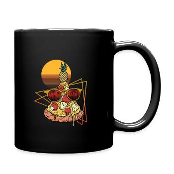 Retro Pizza Hawaii - Tasse einfarbig - Schwarz - Rechts