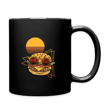 Funny Retro Burger - Full Colour Mug - black - Right