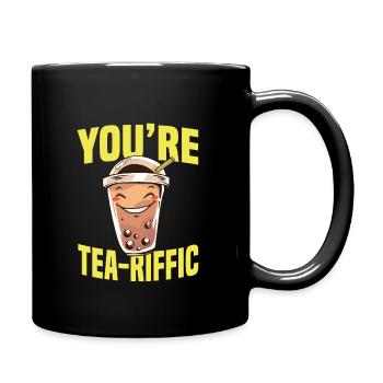 Süßes Bubble Tea Wortspiel - Tasse einfarbig - Schwarz - Rechts