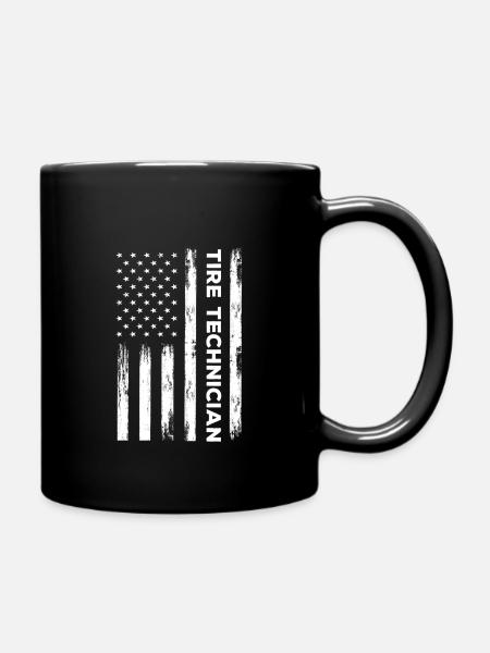 USA Fahne Reifentechniker - Tasse einfarbig - Schwarz