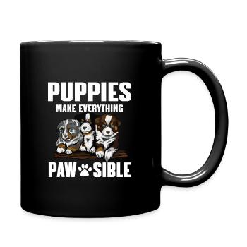 Lustige Welpen Liebhaber Wortspiel - Tasse einfarbig - Schwarz - Rechts