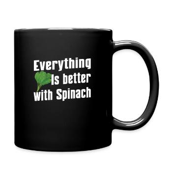 Spinatliebhaber Zitat - Tasse einfarbig - Schwarz - Rechts