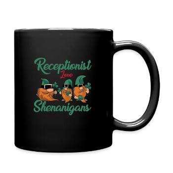Lustige Rezeptionistin St. Patricks Day - Tasse einfarbig - Schwarz - Rechts