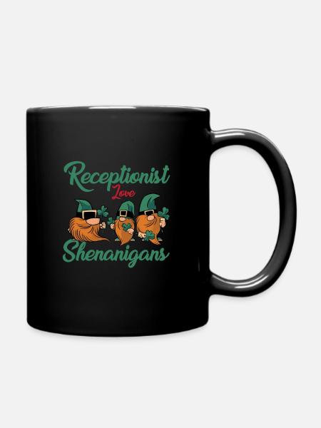 Lustige Rezeptionistin St. Patricks Day - Tasse einfarbig - Schwarz