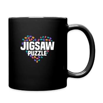 Cute Puzzle Heart Design for Puzzler - Full Colour Mug - black - Right