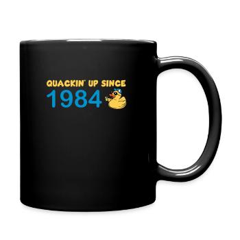 Quietscheentchen Seit 1984 Geburtstagsdesign - Tasse einfarbig - Schwarz - Rechts