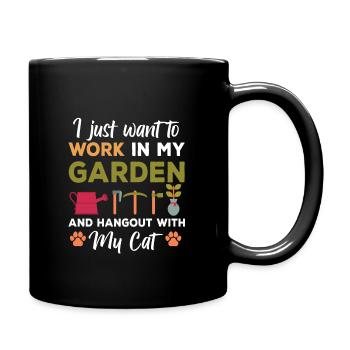 Garden and Cat Gift - Full Colour Mug - black - Right