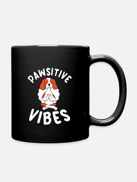 Pawsitive Vibes Yoga Chien Beagle - Mug uni - noir